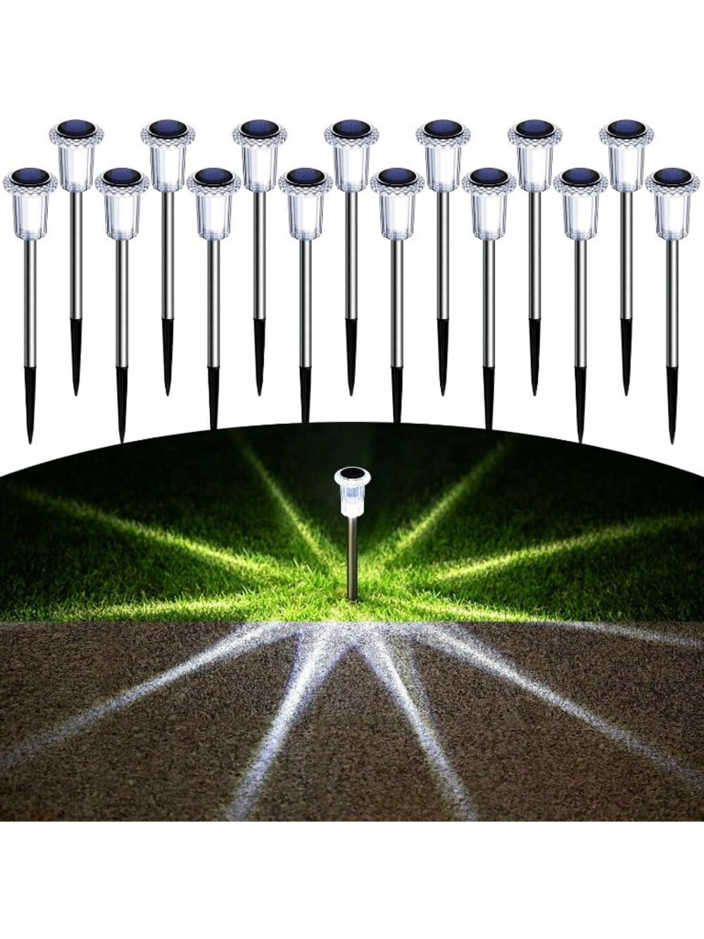 15 Pack Solar Pathway Lights Halloween Outdoor Decor Waterproof Cold White LED